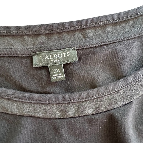 Talbots Black Relaxed Sleeveless Tank Top, Overstitched Neckline, 2X - Picture 3 of 6